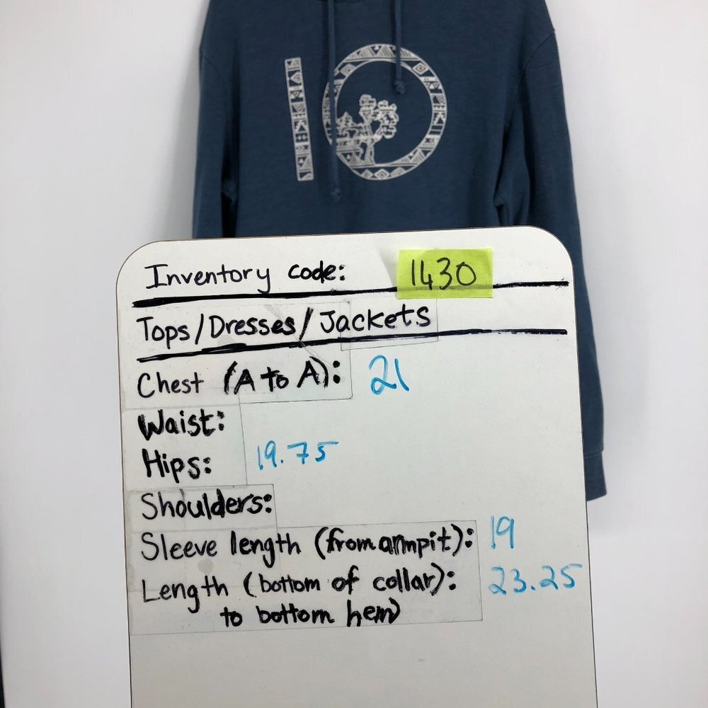 Tentree Blue and white Pullover Long Sleeve Graphic Logo Hoodie size LG - Picture 16 of 16